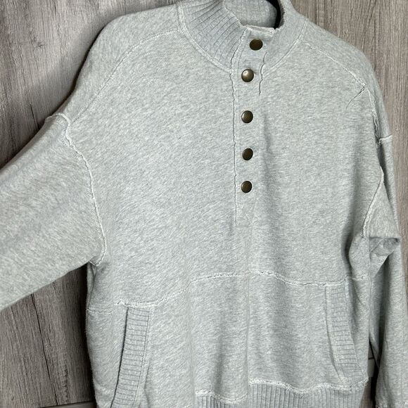 Aerie Sweatshirt Size XS Oversized Mock Neck Pockets Gray Athleisure - Picture 5 of 8